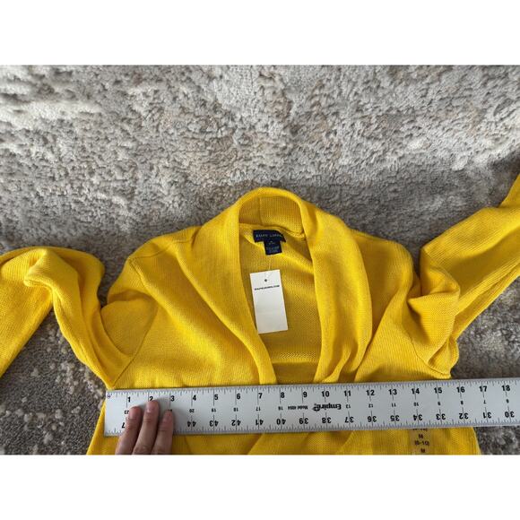 NEW Ralph Lauren Size M 8-10 Pima Cotton Open Front Cardigan Sweater Yellow NWT - Picture 5 of 9
